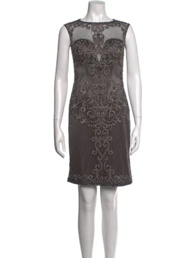 Pre-owned Sue Wong Patterned Mini Dress In Grey
