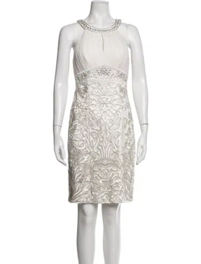 Pre-owned Sue Wong Patterned Mini Dress In Grey