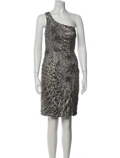 Pre-owned Sue Wong Patterned Mini Dress In Grey