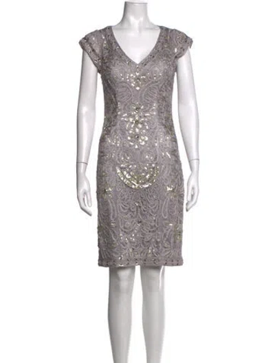 Pre-owned Sue Wong Patterned Mini Dress In Grey