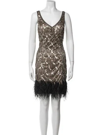 Pre-owned Sue Wong Patterned Mini Dress In Multicolor