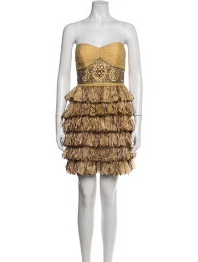 Pre-owned Sue Wong Patterned Mini Dress In Multicolor