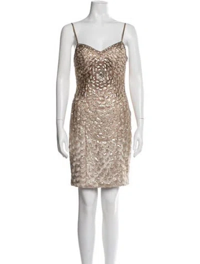 Pre-owned Sue Wong Patterned Mini Dress In Neutral