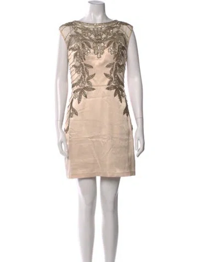 Pre-owned Sue Wong Patterned Mini Dress In Neutral