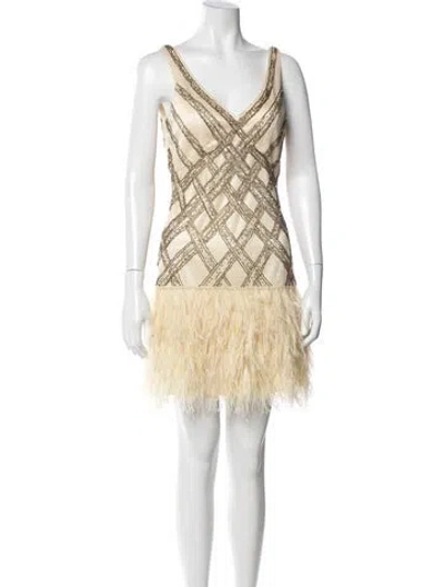 Pre-owned Sue Wong Patterned Mini Dress In Neutral