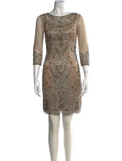 Pre-owned Sue Wong Patterned Mini Dress In Neutrals