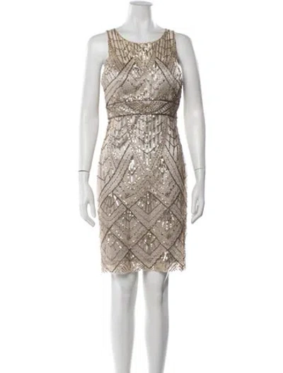 Pre-owned Sue Wong Patterned Mini Dress In Neutrals