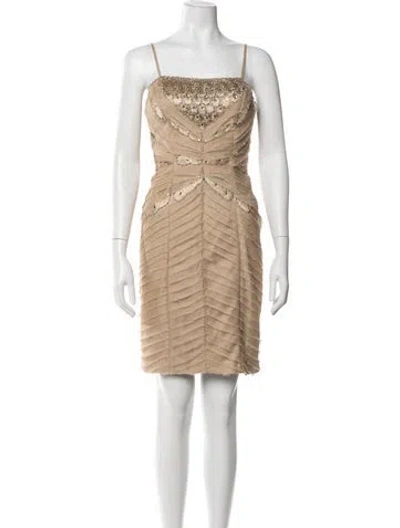 Pre-owned Sue Wong Patterned Mini Dress In Neutrals