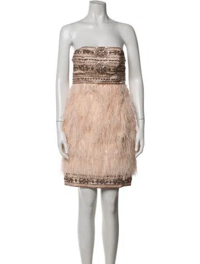 Pre-owned Sue Wong Patterned Mini Dress In Pink