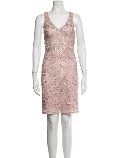 Pre-owned Sue Wong Patterned Mini Dress In Pink