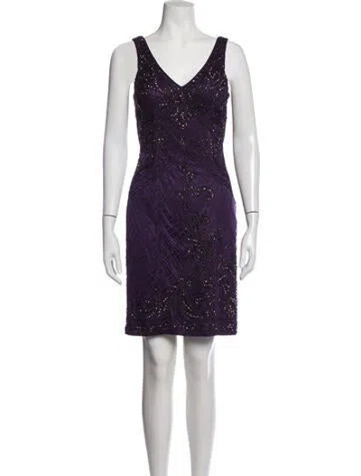 Pre-owned Sue Wong Patterned Mini Dress In Purple