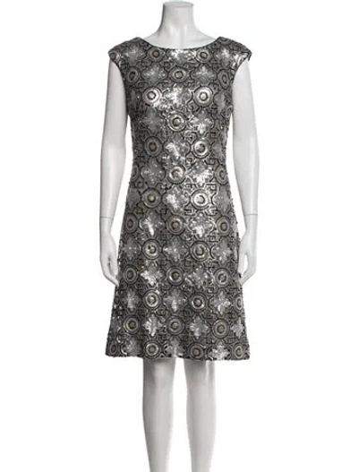 Pre-owned Sue Wong Patterned Mini Dress In Silver