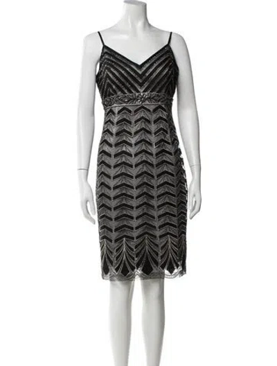 Pre-owned Sue Wong Patterned Mini Dress W/ Tags In Black