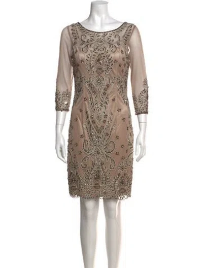 Pre-owned Sue Wong Patterned Mini Dress W/ Tags In Neutrals