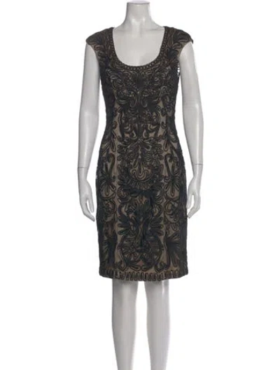Pre-owned Sue Wong Printed Knee-length Dress In Black