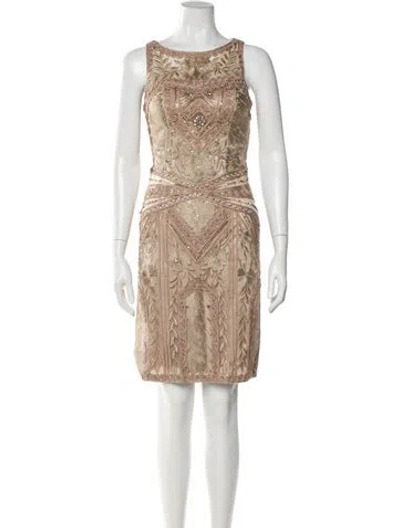 Pre-owned Sue Wong Printed Knee-length Dress In Neutral