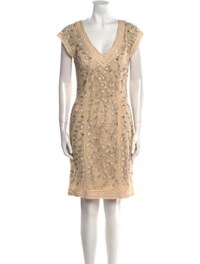 Pre-owned Sue Wong Printed Knee-length Dress W/ Tags In Neutral