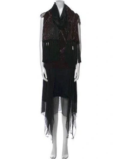 Pre-owned Sue Wong Printed Long Dress In Black