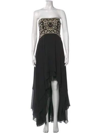 Pre-owned Sue Wong Printed Long Dress In Black