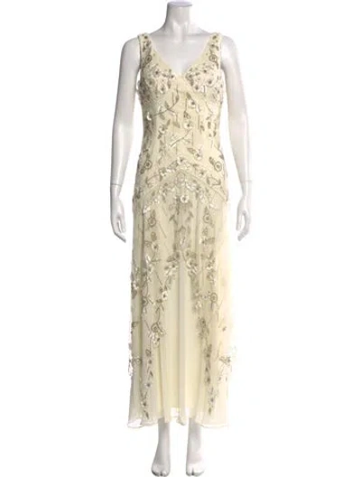 Pre-owned Sue Wong Printed Long Dress In Neutral