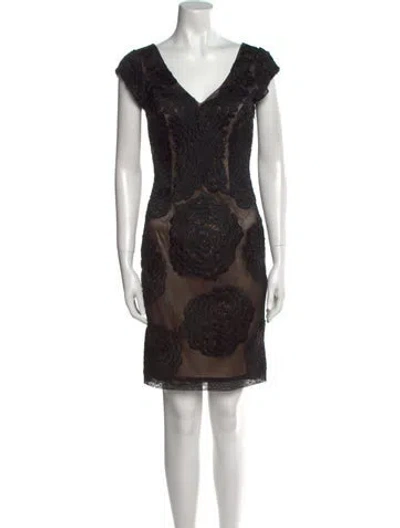 Pre-owned Sue Wong Printed Mini Dress In Black