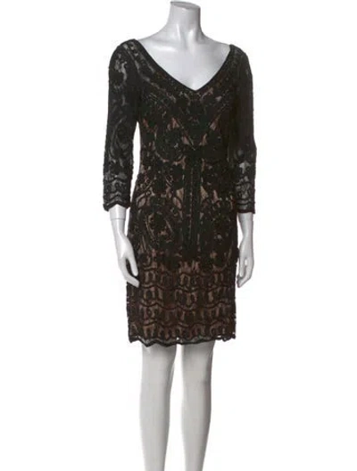 Pre-owned Sue Wong Printed Mini Dress In Black