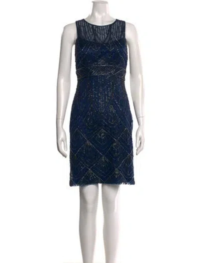 Pre-owned Sue Wong Printed Mini Dress In Blue