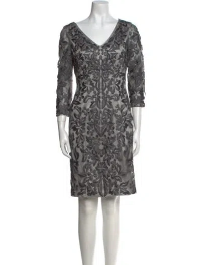 Pre-owned Sue Wong Printed Mini Dress In Gray