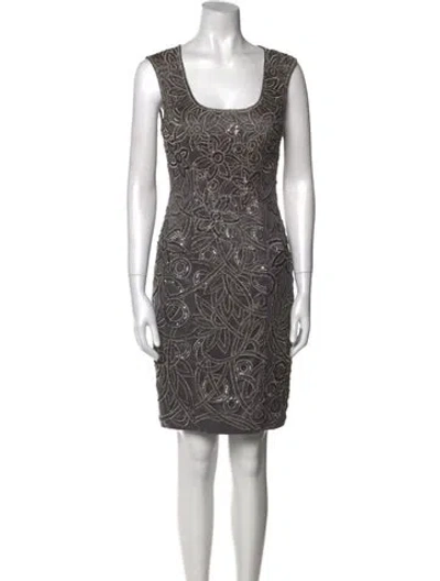 Pre-owned Sue Wong Printed Mini Dress In Gray