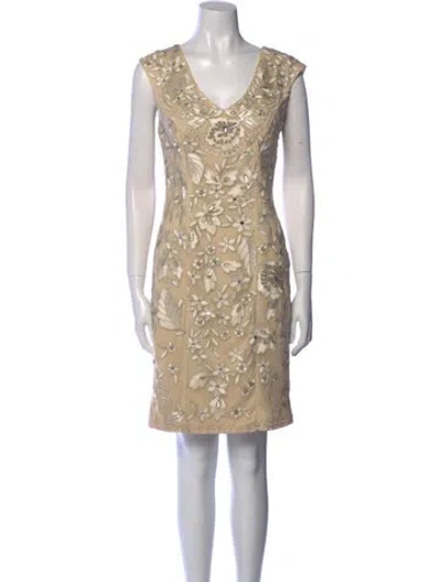 Pre-owned Sue Wong Printed Mini Dress In Neutral
