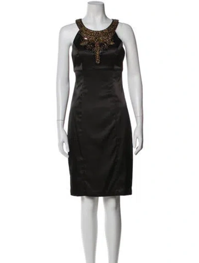 Pre-owned Sue Wong Scoop Neck Knee-length Dress In Black