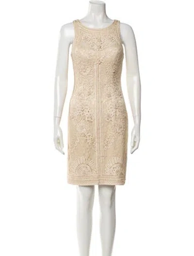Pre-owned Sue Wong Scoop Neck Knee-length Dress In Neutral