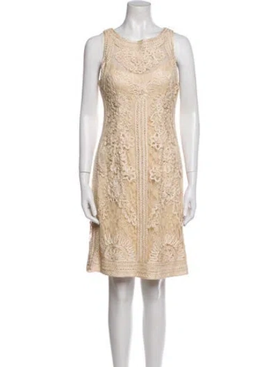 Pre-owned Sue Wong Scoop Neck Mini Dress In Neutral