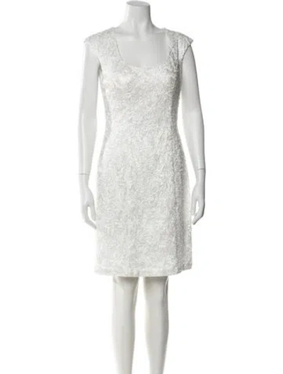 Pre-owned Sue Wong Scoop Neck Mini Dress In White