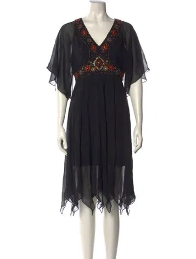 Pre-owned Sue Wong Silk Knee-length Dress In Black