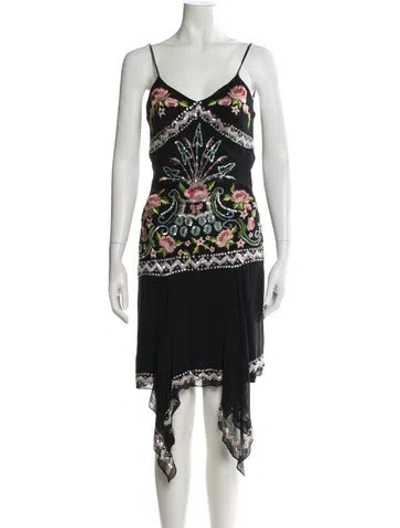 Pre-owned Sue Wong Silk Knee-length Dress In Black