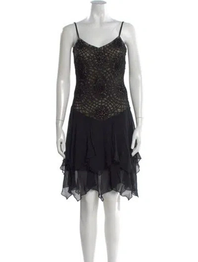 Pre-owned Sue Wong Silk Knee-length Dress In Black