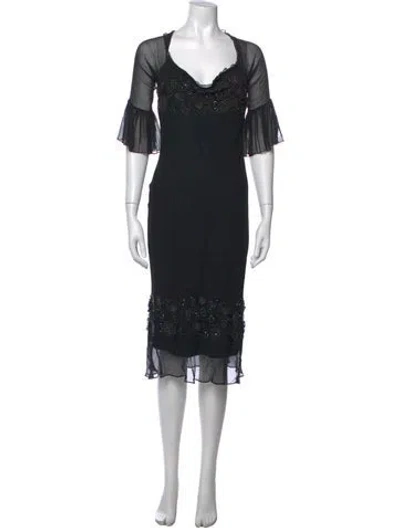 Pre-owned Sue Wong Silk Knee-length Dress In Black