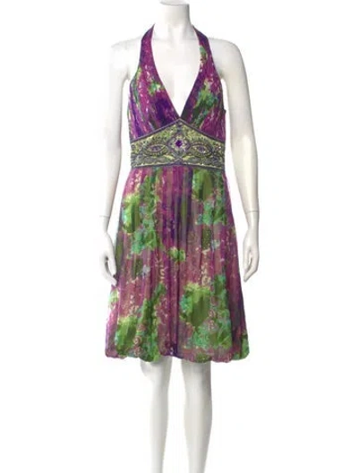 Pre-owned Sue Wong Silk Knee-length Dress In Green
