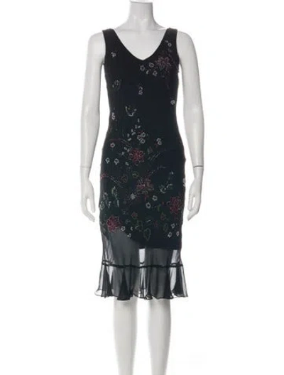 Pre-owned Sue Wong Silk Knee-length Dress In Green