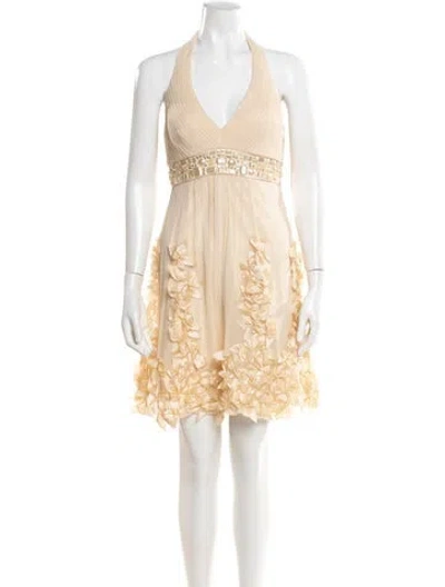 Pre-owned Sue Wong Silk Knee-length Dress In Neutral
