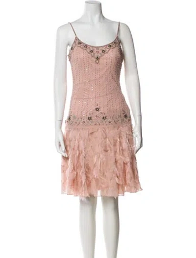 Pre-owned Sue Wong Silk Knee-length Dress In Neutral