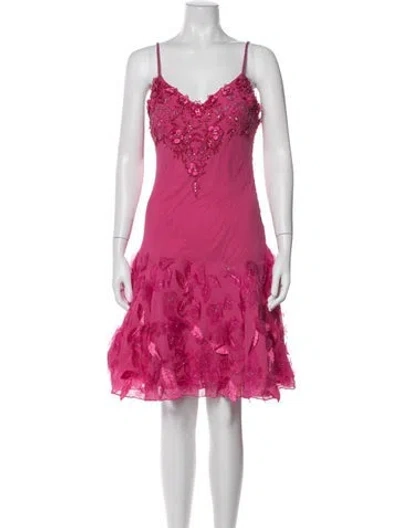 Pre-owned Sue Wong Silk Knee-length Dress In Pink