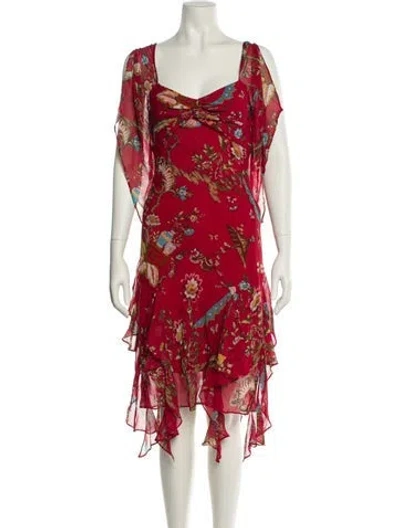 Pre-owned Sue Wong Silk Knee-length Dress In Red