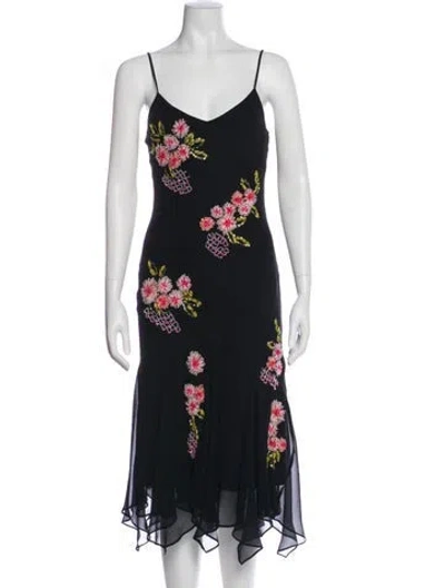 Pre-owned Sue Wong Silk Long Dress In Black