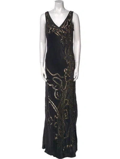 Pre-owned Sue Wong Silk Long Dress In Black