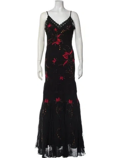 Pre-owned Sue Wong Silk Long Dress In Black