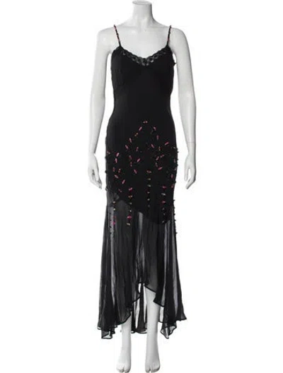 Pre-owned Sue Wong Silk Long Dress In Black