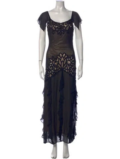 Pre-owned Sue Wong Silk Long Dress In Black