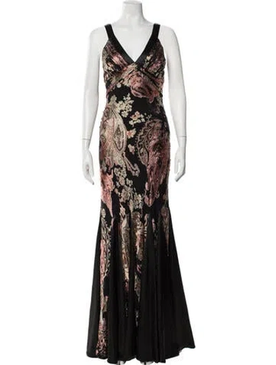 Pre-owned Sue Wong Silk Long Dress In Black